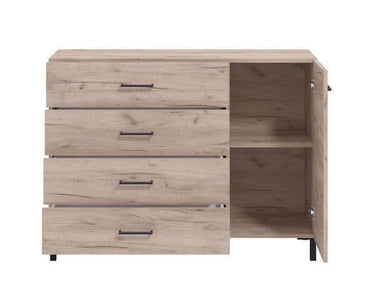 Romero Oak Effect Elegant Sideboard: 1 Door, 4 Drawers, Ample Living Storage - UK Luxury Furniture